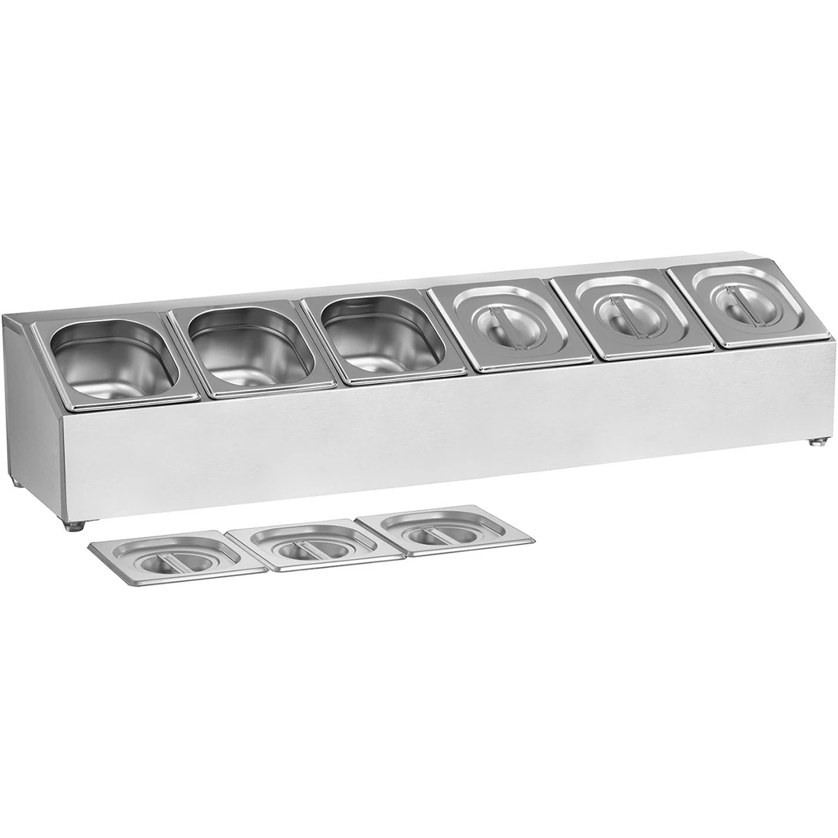 Commercial Condiment Holder Including 6xGN1/6 Pans & Lids | Adexa CHD06A 1 Commercial Condiment Holder Including 6xGN1/6 Pans & Lids | Adexa CHD06A