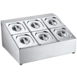 Commercial Condiment Holder Including 6xGN1/6 Pans & Lids | Adexa CHD06B