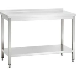 Professional Work Table Stainless Steel Bottom Shelf Upstand 1200x700x900mm | Adexa VT127SLB