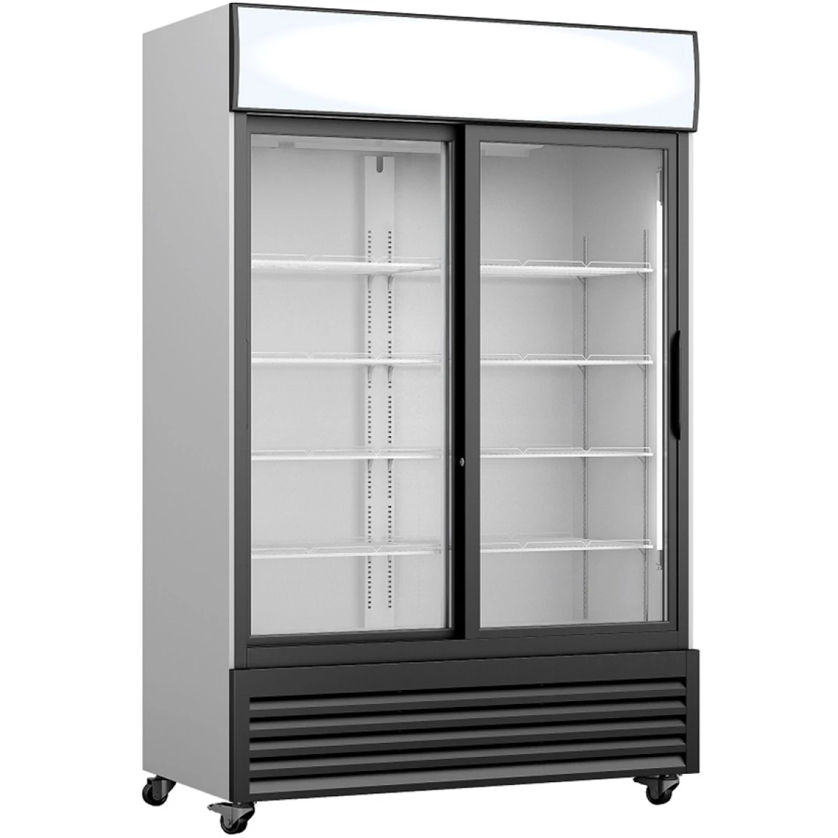 Commercial Twin Bottle Cooler Upright 706 Litres Fan Assisted Cooling Sliding Glass Doors Black&White | Adexa GDR555 1 Commercial Twin Bottle Cooler Upright 706 Litres Fan Assisted Cooling Sliding Glass Doors Black&White | Adexa GDR555
