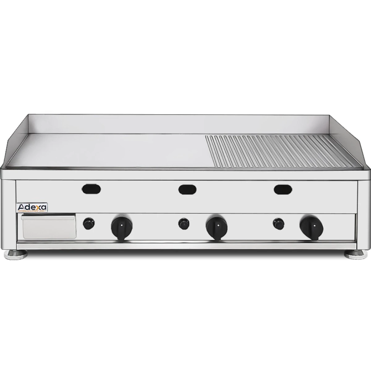 Commercial Gas Griddle Smooth/Ribbed Plate 3 Zones 9kW Countertop | Adexa GGN10002 2 Commercial Gas Griddle Smooth/Ribbed Plate 3 Zones 9kW Countertop | Adexa GGN10002 - Image 2