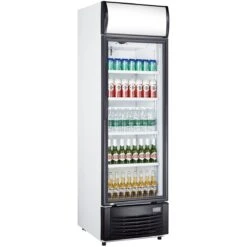 Commercial Bottle Cooler Upright 332 Litres Static Cooling Hinged Glass Door Black/White | Adexa LG332B