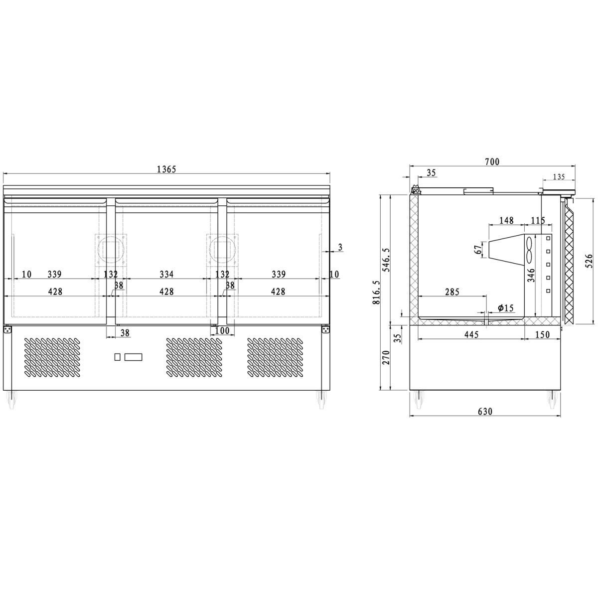 Saladette Open Top 3 Doors | Adexa SDT3 3 Saladette Open Top 3 Doors | Adexa SDT3 - Image 3