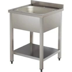 Commercial Sink Stainless Steel 1 Bowl Bottom Shelf Splashback 800mm Depth 600mm | Adexa VS86BS