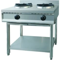 Professional Gas Wok Stove On Open Base 2 Burners 2x10kW | Adexa THZ2