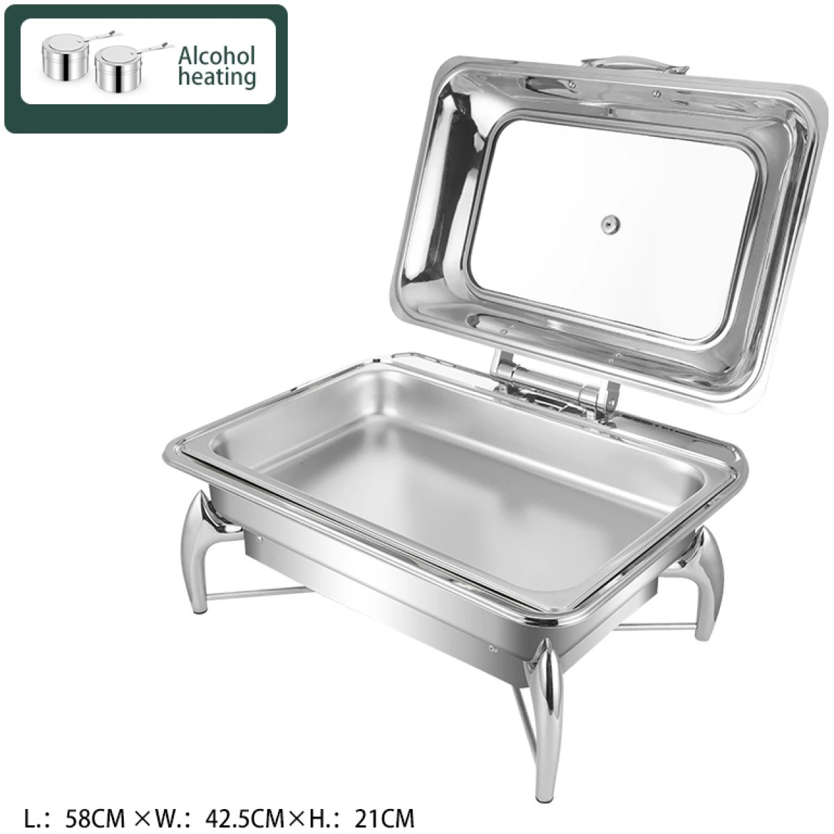Chafing Dish Glass Lid Stainless Steel 7 Litres GN1/1 | Adexa VICLH2103 3 Chafing Dish Glass Lid Stainless Steel 7 Litres GN1/1 | Adexa VICLH2103 - Image 3
