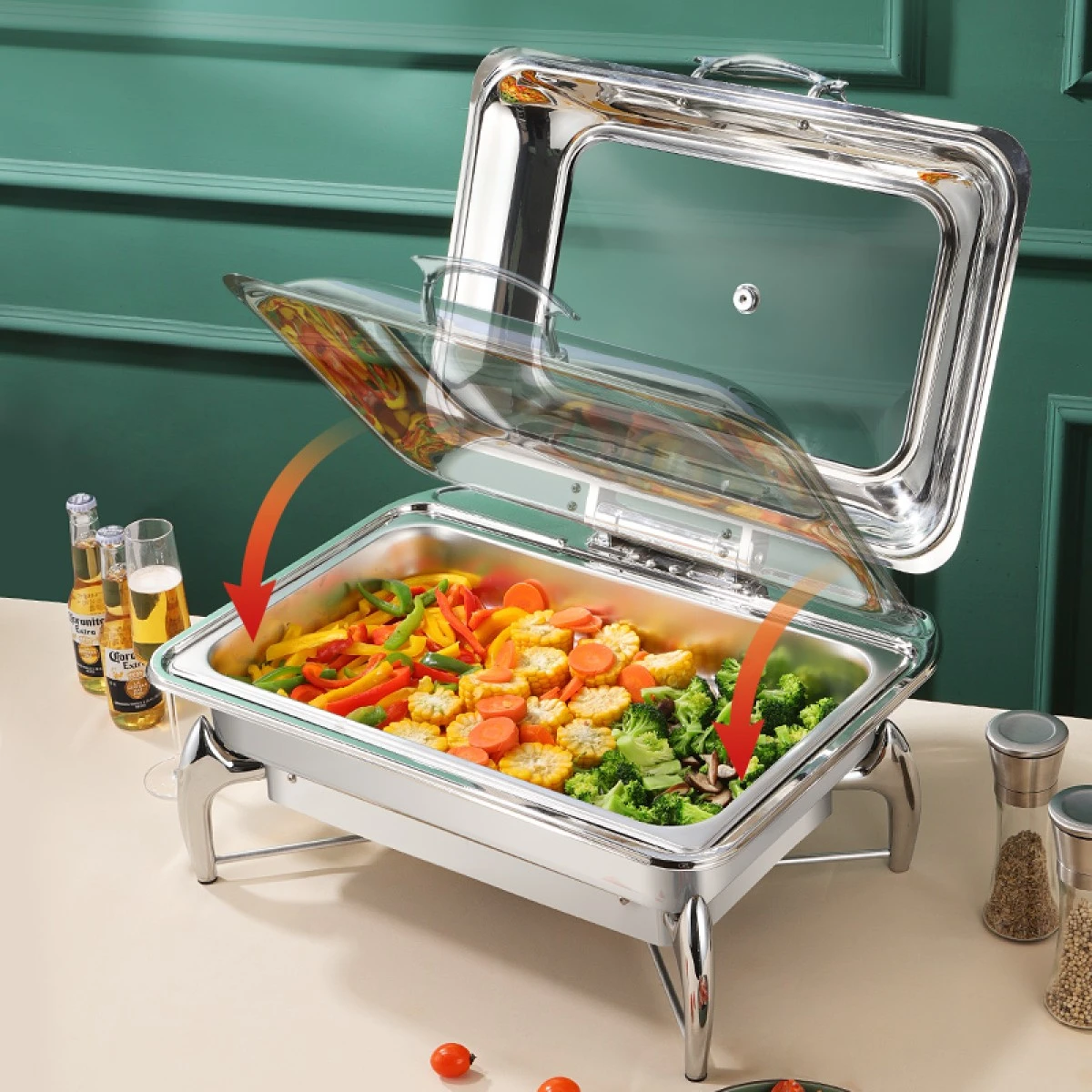 Chafing Dish Glass Lid Stainless Steel 7 Litres GN1/1 | Adexa VICLH2103 5 Chafing Dish Glass Lid Stainless Steel 7 Litres GN1/1 | Adexa VICLH2103 - Image 5