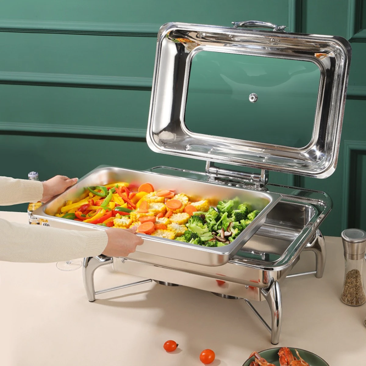 Chafing Dish Glass Lid Stainless Steel 7 Litres GN1/1 | Adexa VICLH2103 6 Chafing Dish Glass Lid Stainless Steel 7 Litres GN1/1 | Adexa VICLH2103 - Image 6